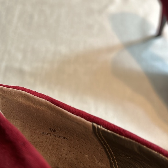 Moda Two Tone Red Heel Open Peep Toe Suede Patent Leather Pumps Sz 8 Womens - Picture 12 of 14